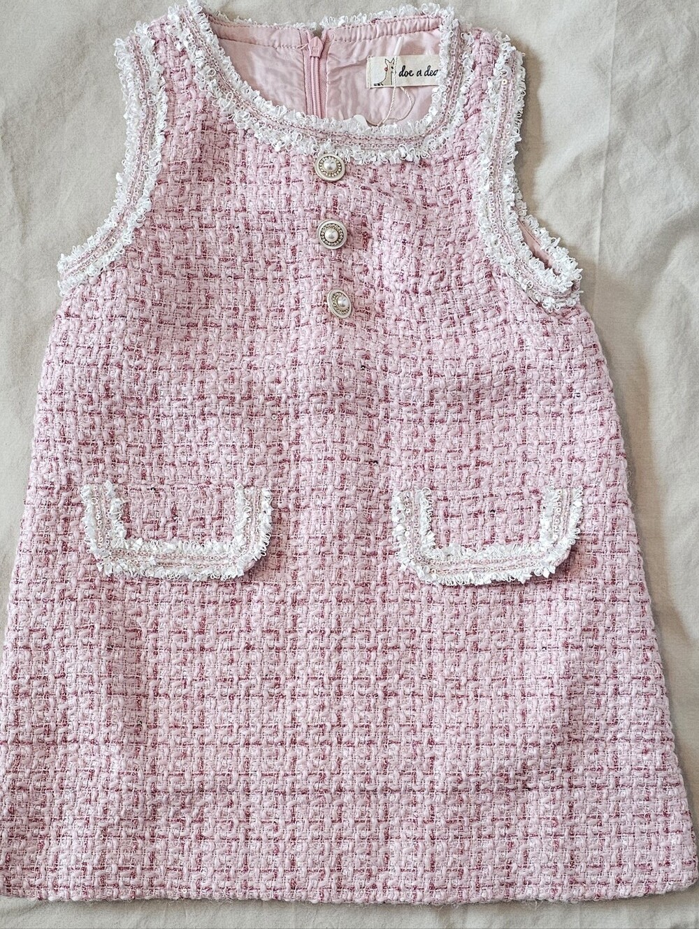 Doe a Deer Pink Tweed Shift Dress Toddler Girls 4T